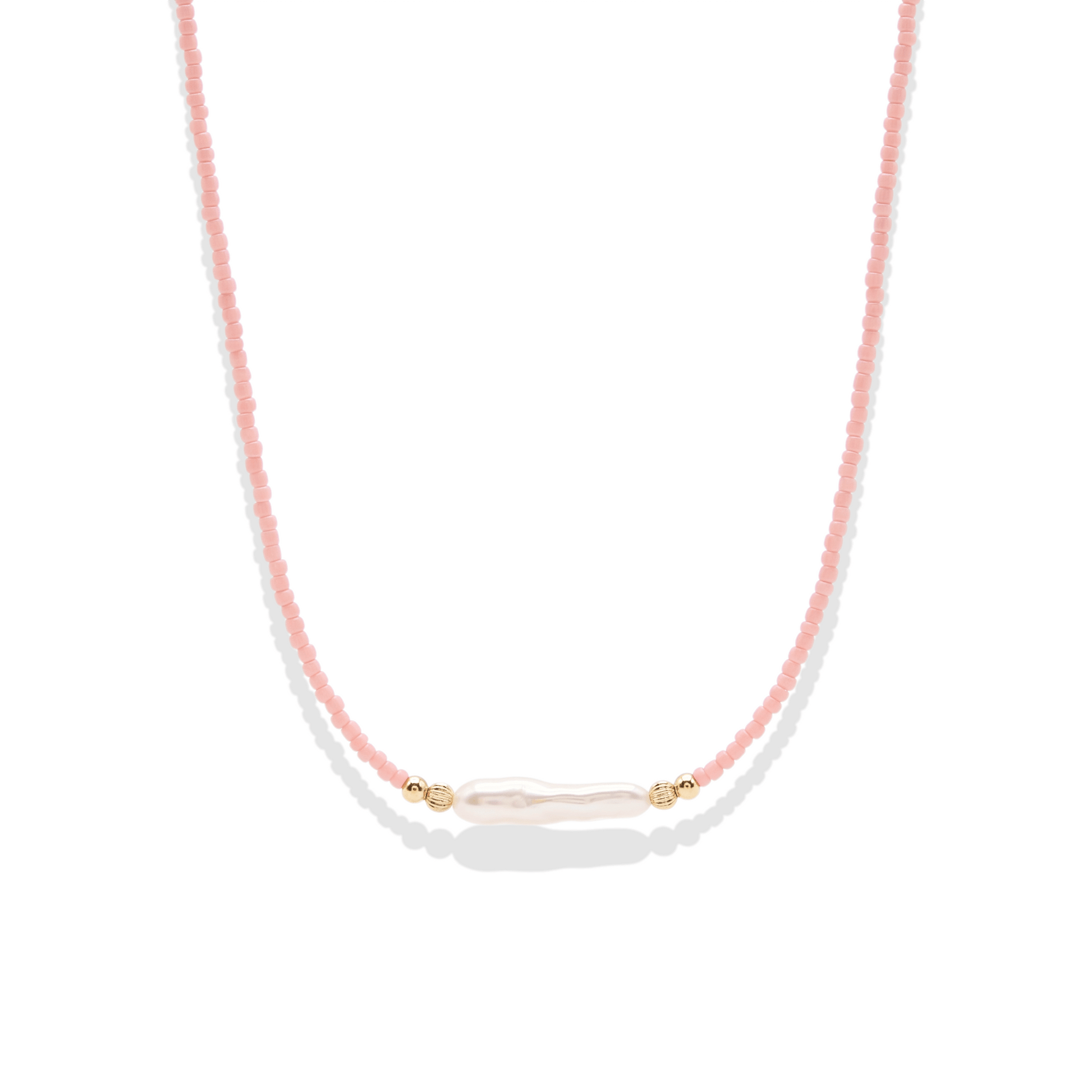 Day Dream + Pearl Beaded Necklace — Coral - Bara Boheme