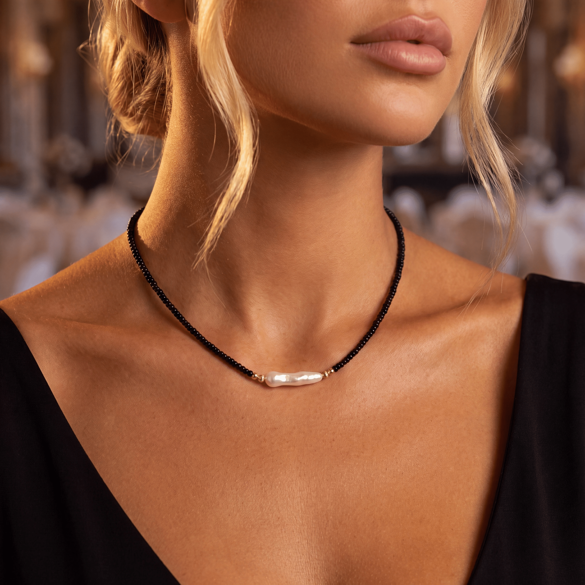 Day Dream + Pearl Beaded Necklace — Midnight - Bara Boheme