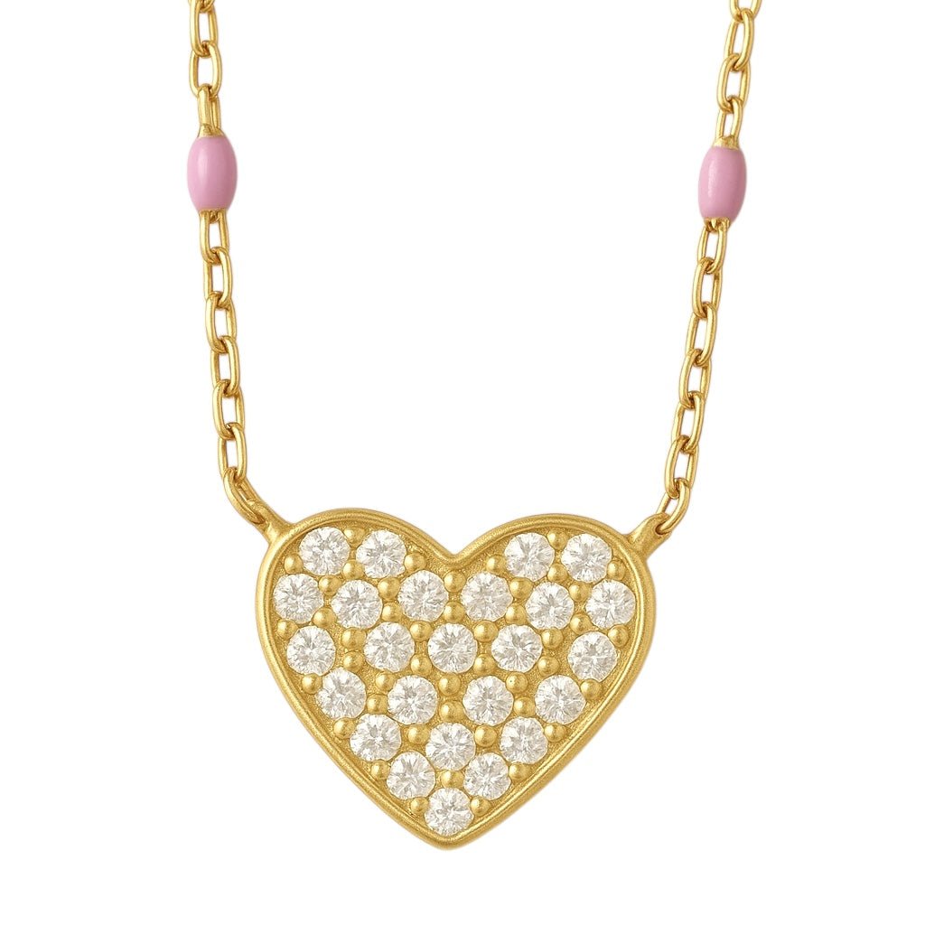 Dotted Purple Pave Heart Necklace - Bara Boheme