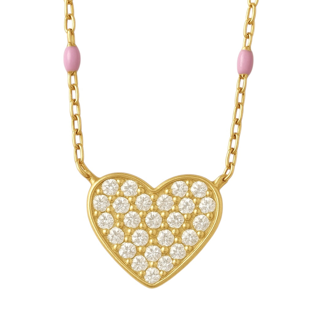 Dotted Purple Pave Heart Necklace