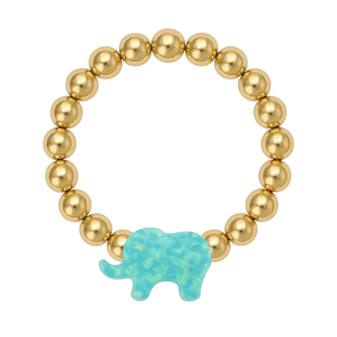 Elephant | Beaded Opal Stretchy Ring