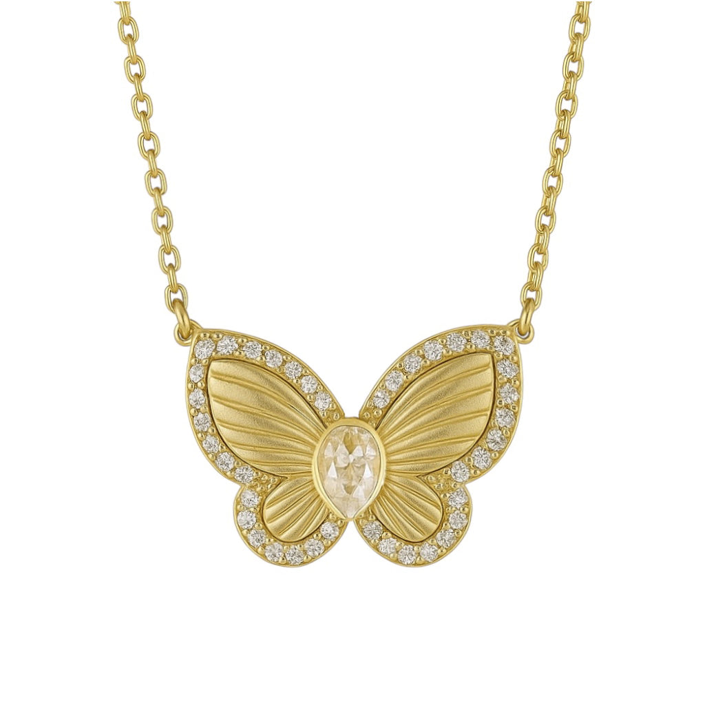 Eloise | Pave Butterfly Charm Necklace