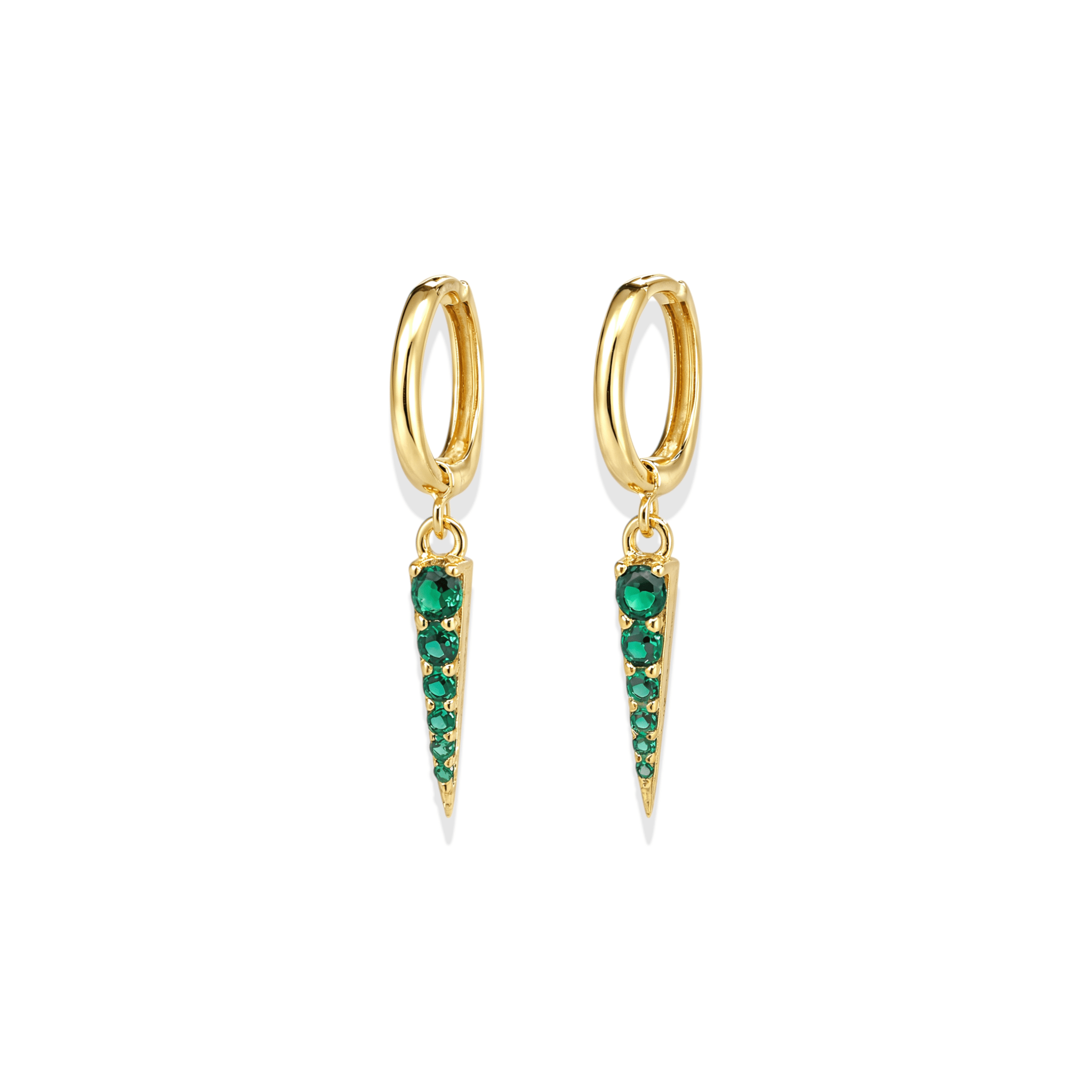Emerald Dagger | Hoop Huggie Earrings - Bara Boheme