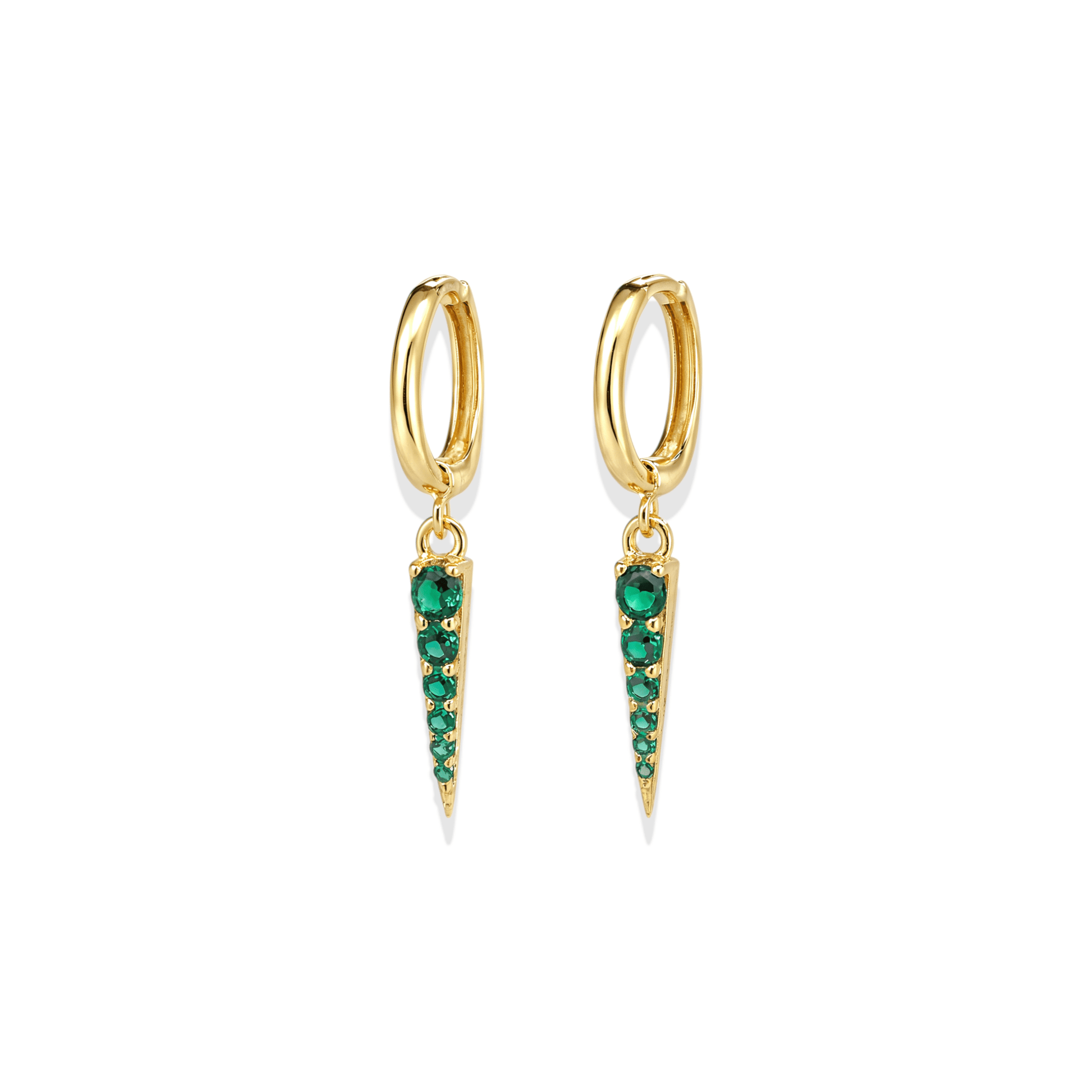 Emerald Dagger | Hoop Huggie Earrings - Bara Boheme