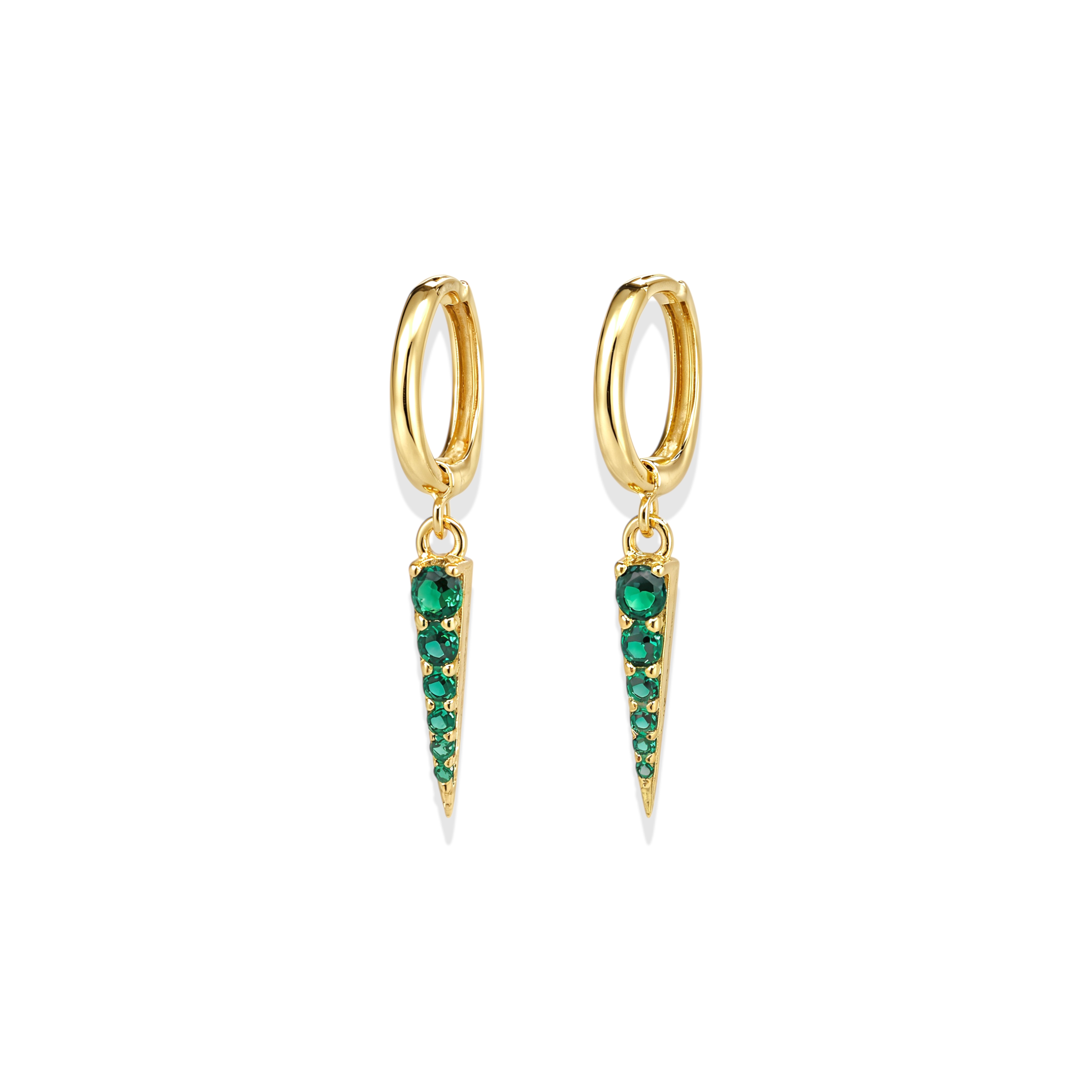 Emerald Dagger | Hoop Huggie Earrings