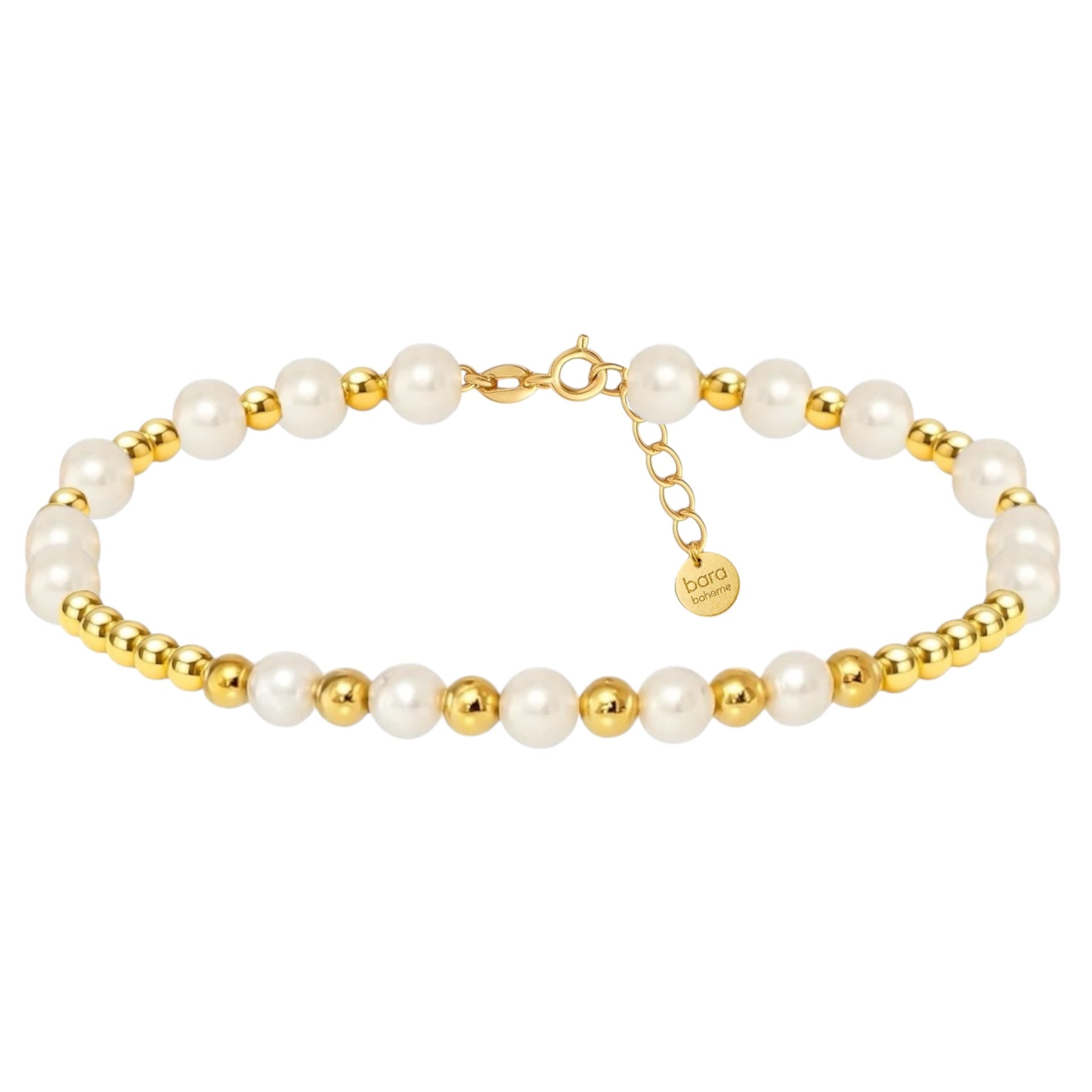 Emma | Gold Filled Beaded Anklet with Pearls - Bara Boheme