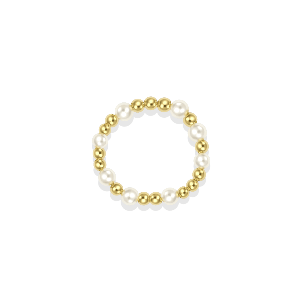 Emma Pearl Beaded Stretchy Ring - Bara Boheme