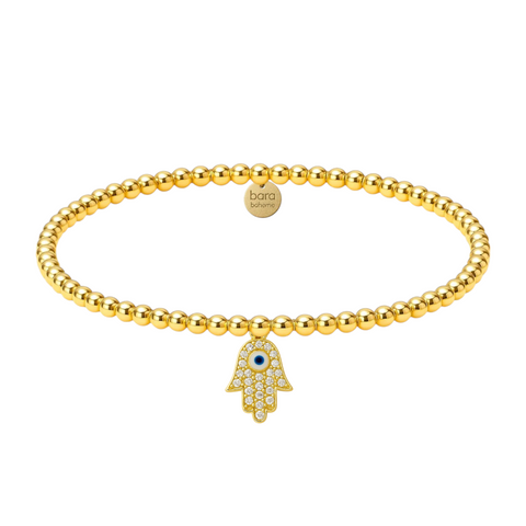 Pave Hamsa + Eye Turquoise | Gold Filled Charm Bracelet