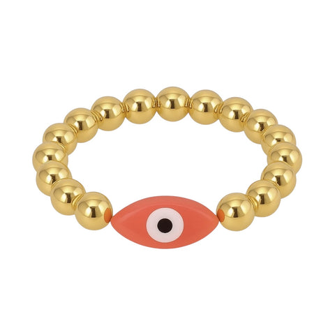 Evil Eye | Beaded Oval Stretchy Ring