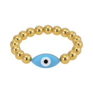 Evil Eye | Beaded Oval Stretchy Ring
