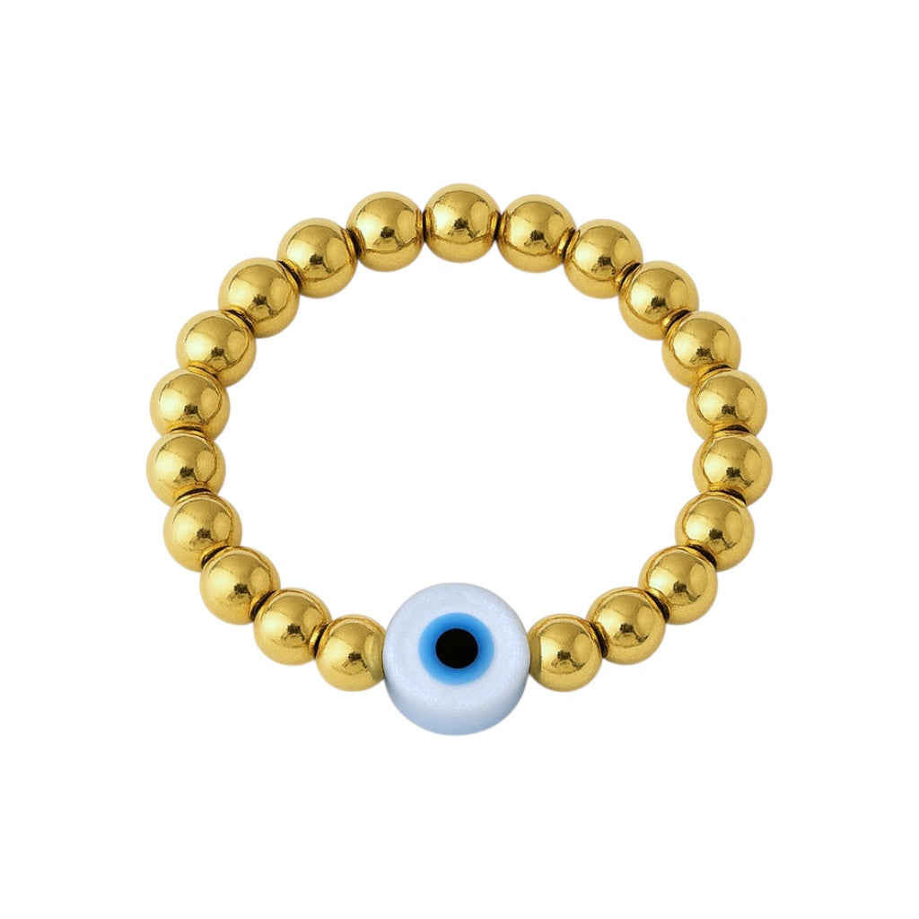 Evil Eye | Beaded Opal Stretchy Ring - Small