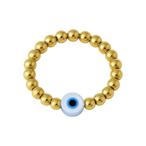Evil Eye | Beaded Opal Stretchy Ring - Small