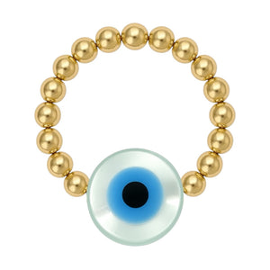 Evil Eye | Beaded Opal Stretchy Ring - XL