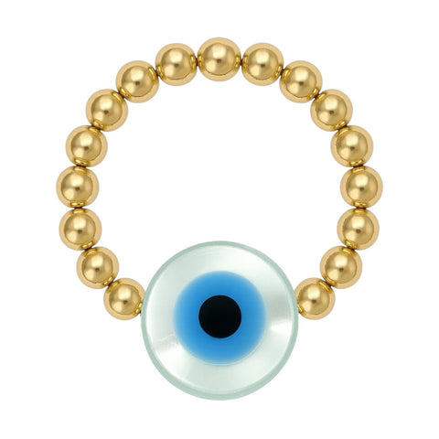 Evil Eye | Beaded Opal Stretchy Ring - XL