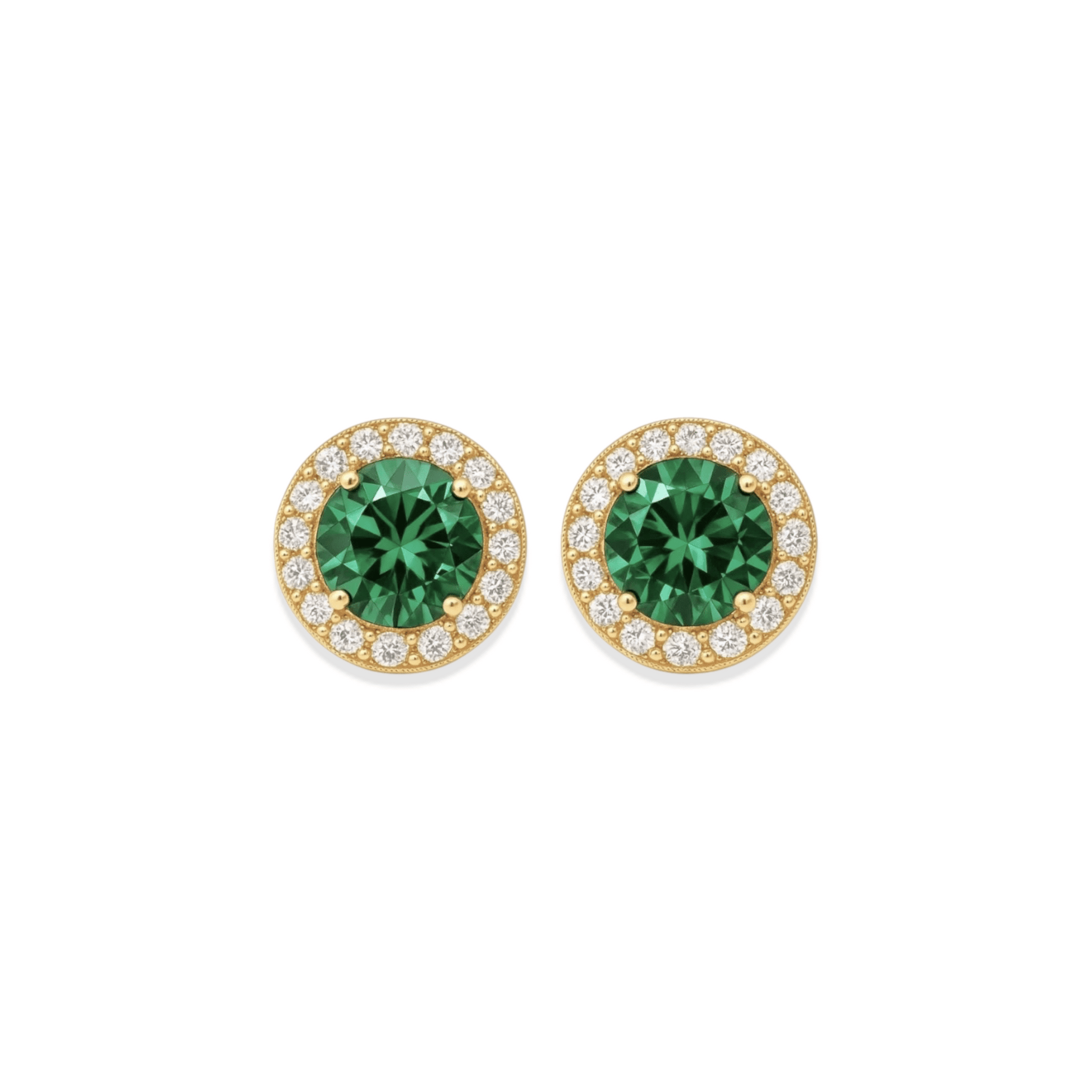 Green Halo | Gold Stud Earrings - Bara Boheme