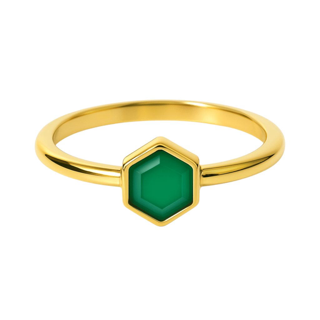 Green Onyx | SPS Hexagon Ring - Bara Boheme