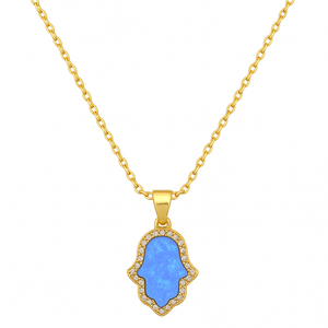Hamsa | CZ Pave Necklace Large