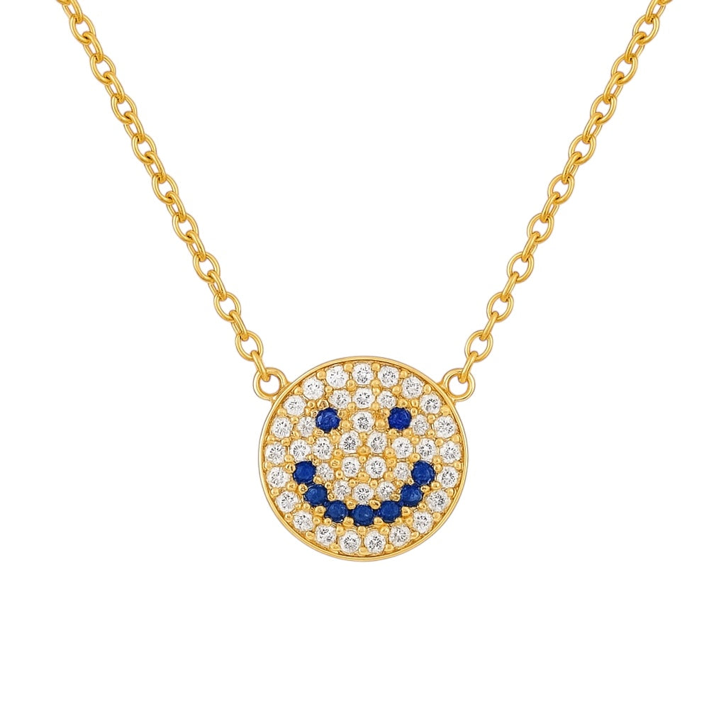 Happy Face | Pave Charm Necklace