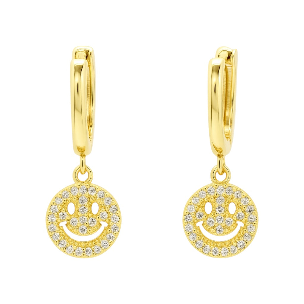 Happy face | Pave Hoop Hugger Earrings