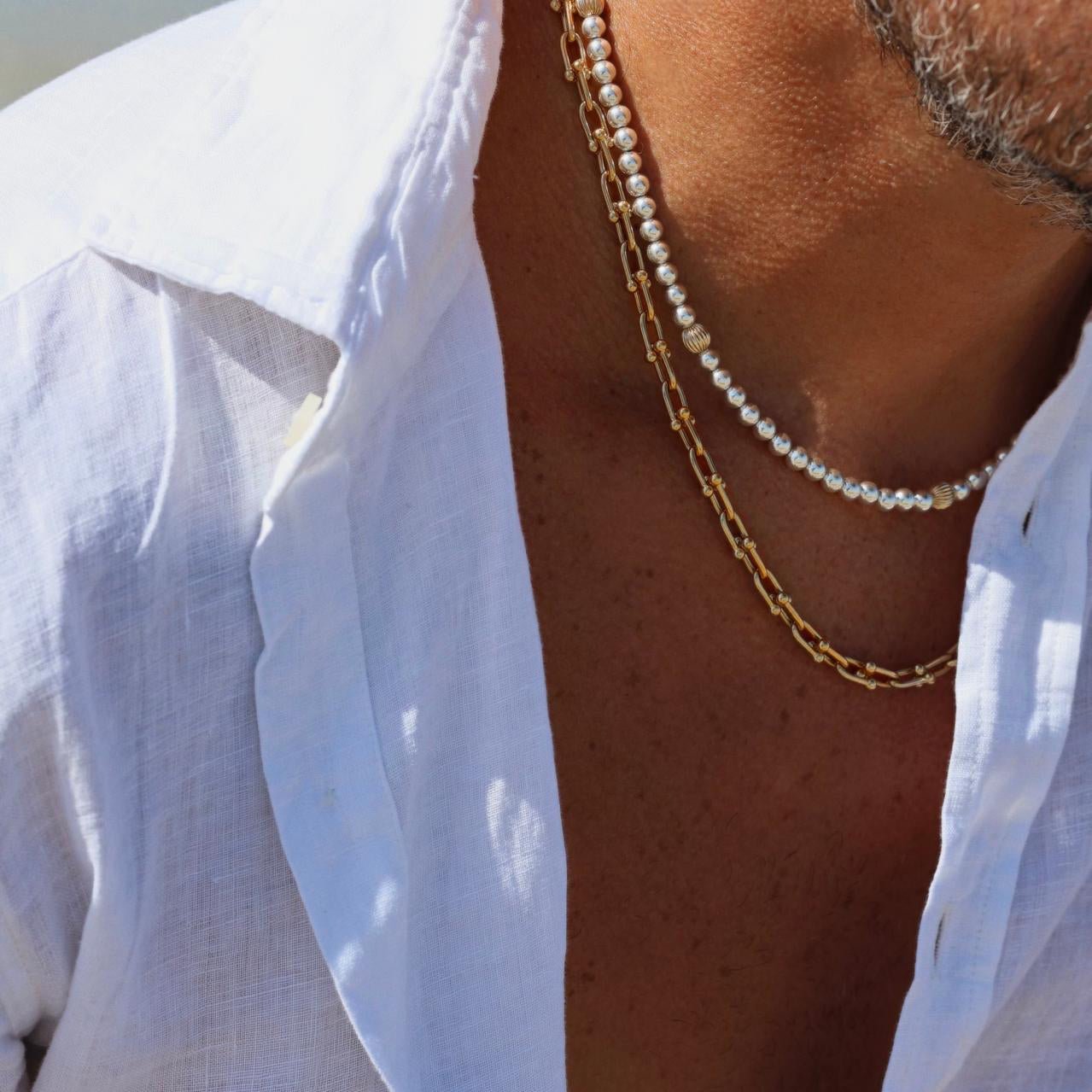 Hardware SM | 18K Gold Plated Small Link Necklace for Men - Bara Boheme