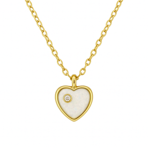 HEART + SOLITAIRE | CZ and Opal Necklace