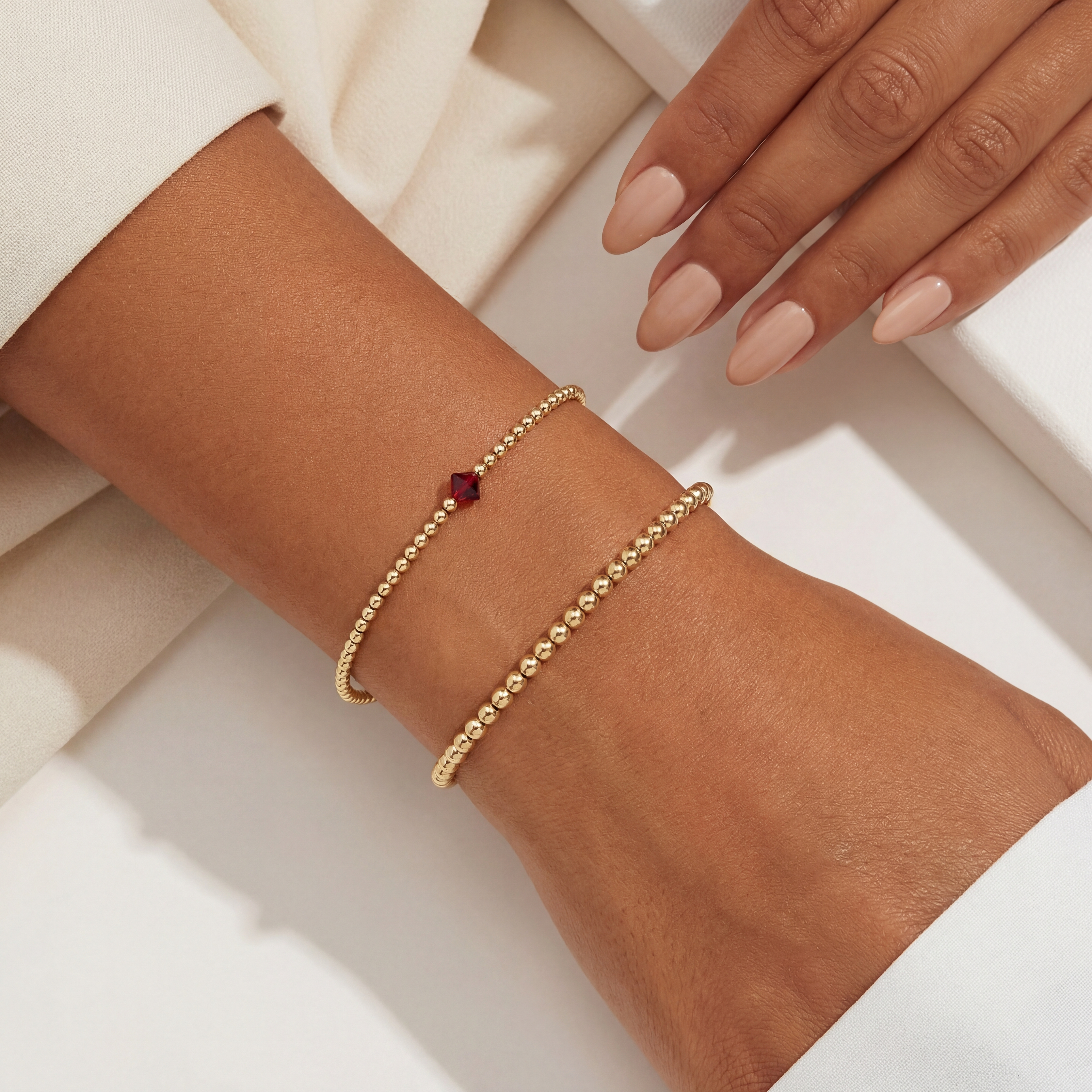 January | Beaded Birthstone Bracelet Duo