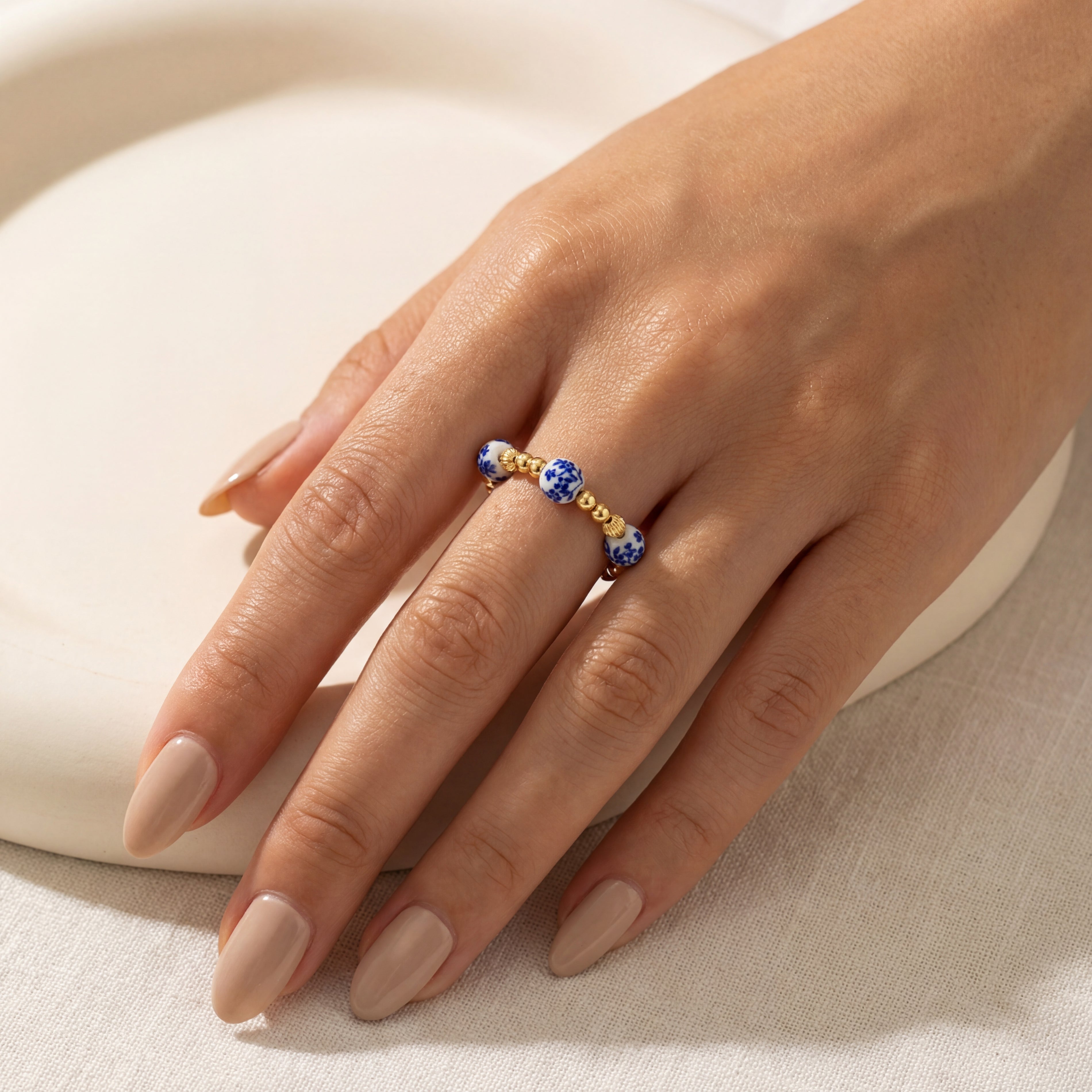 Peach Blossom | Beaded Stretchy Ring