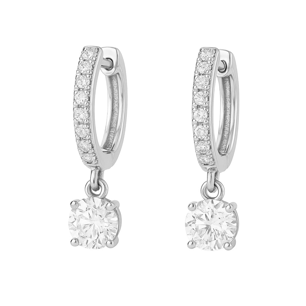 Solitaire | Pave Hoop Hugger Earrings