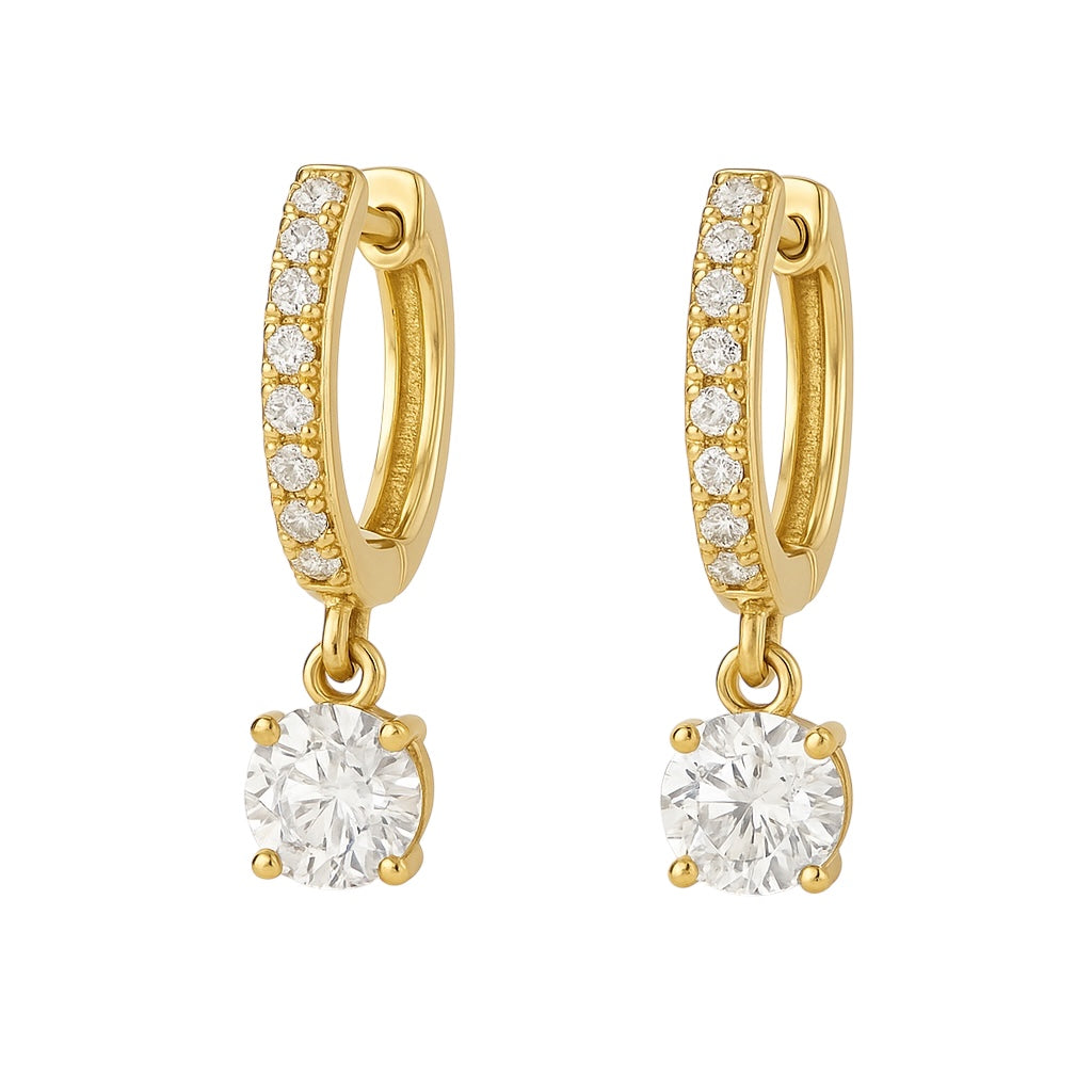 Solitaire | Pave Hoop Hugger Earrings