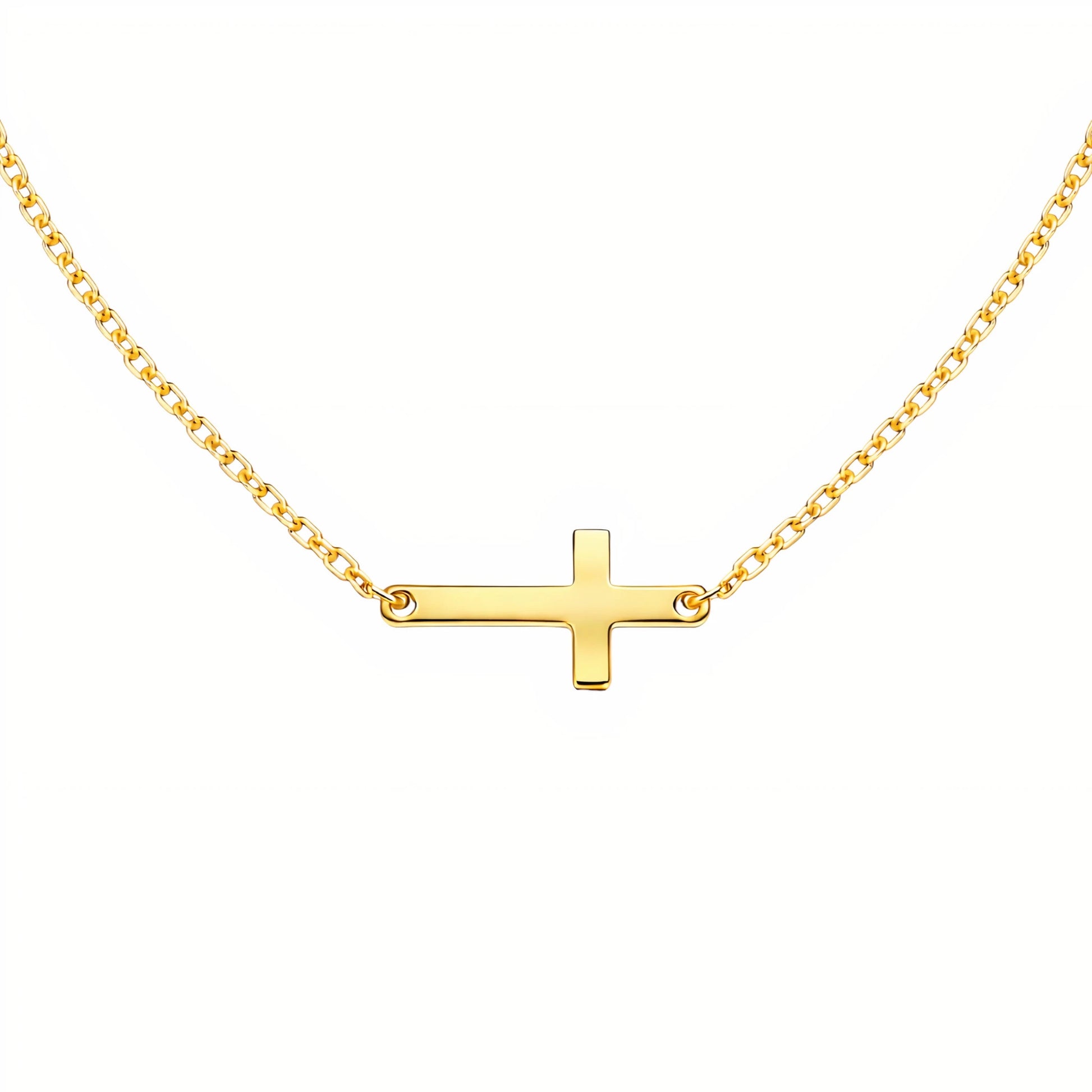 Horizontal Cross | Gold Plated Necklace - Bara Boheme