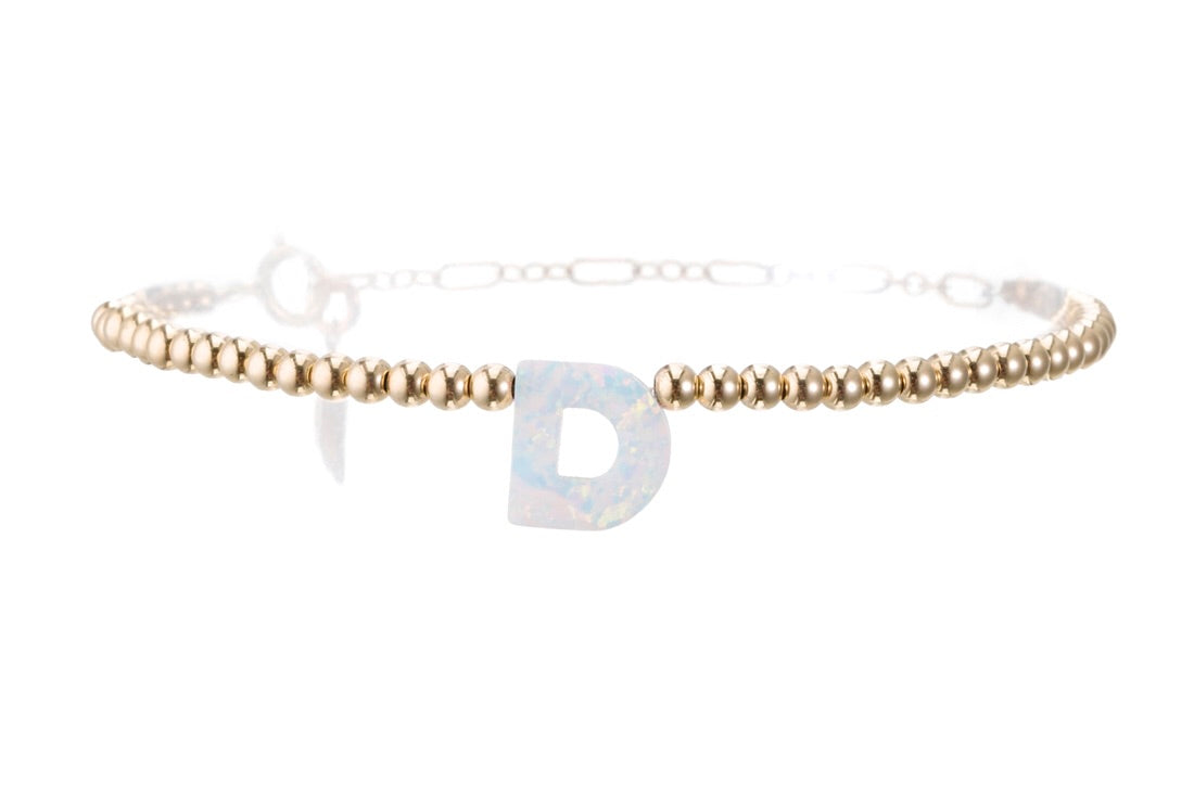 O-Z OPAL INITIALS | Charm with 14K Gold Filled Beads Bracelet