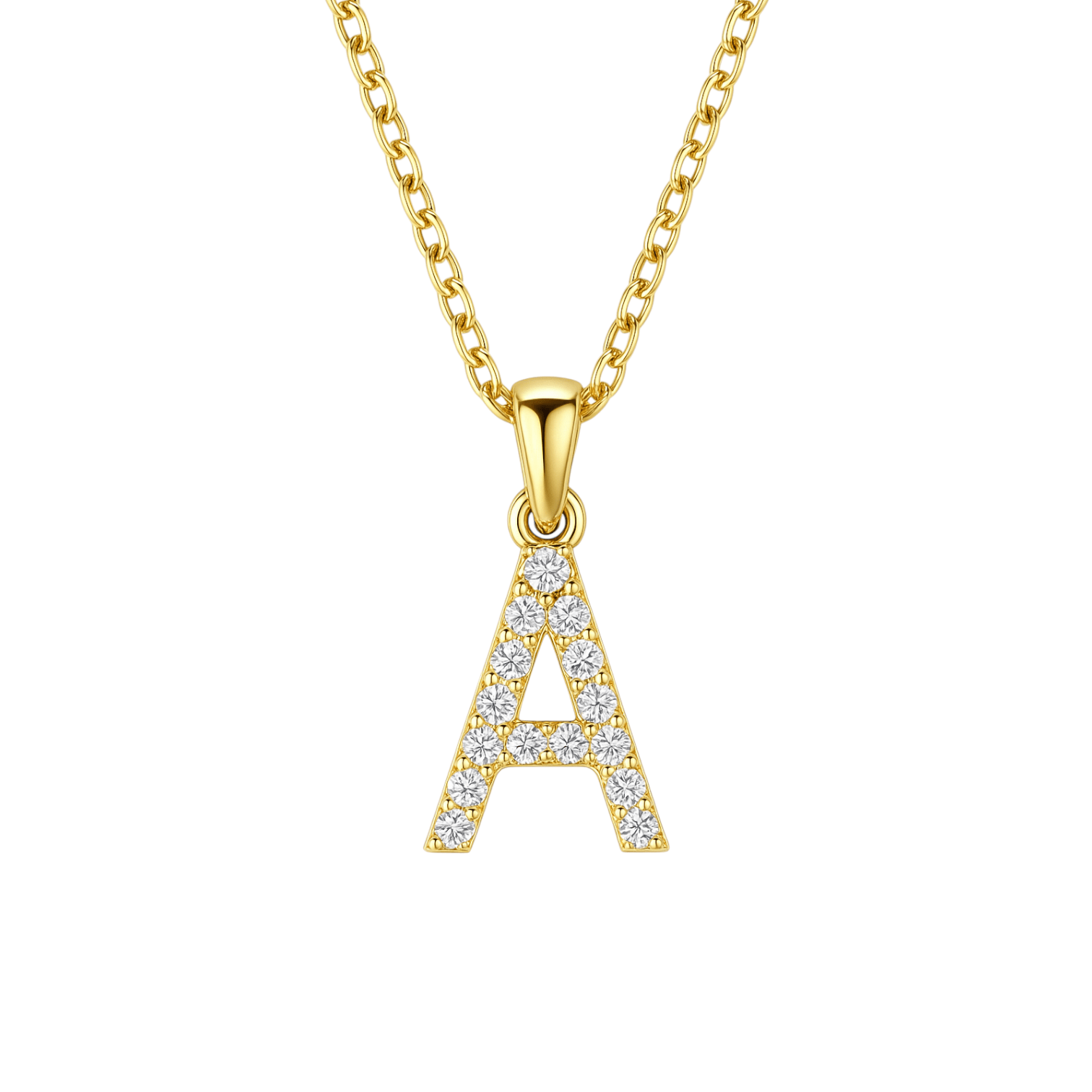 Initials | Pave Gold Plated Necklace - Bara Boheme