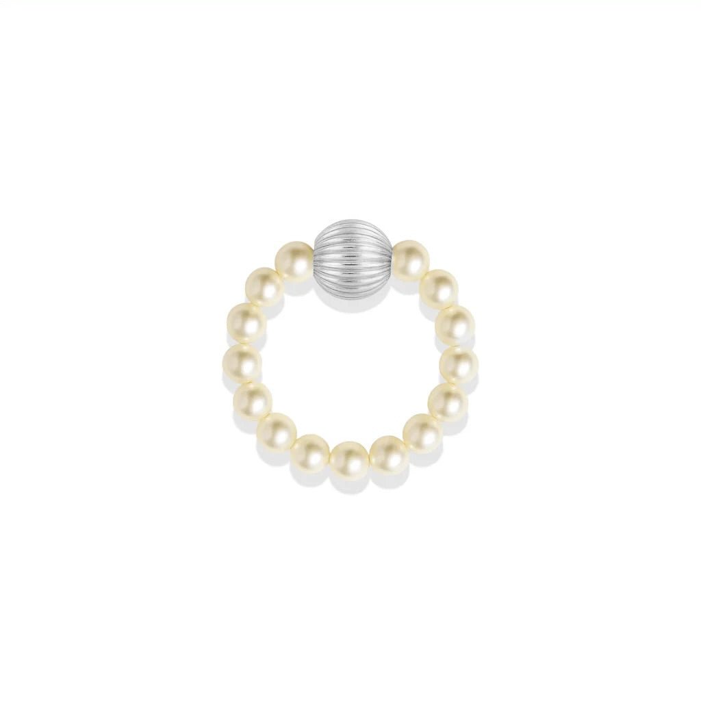 Isabella Pearl Beaded Stretchy Ring - Bara Boheme