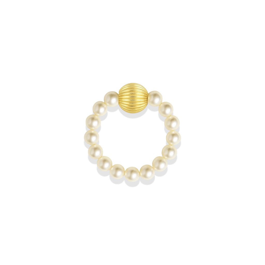 Isabella Pearl Beaded Stretchy Ring - Bara Boheme