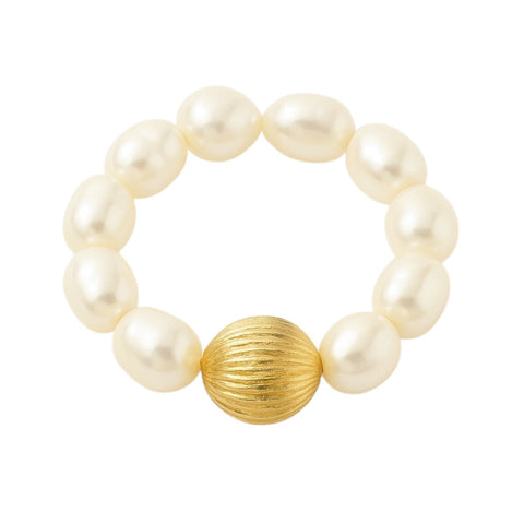 Isabella | Beaded Stretchy Ring with Pearls