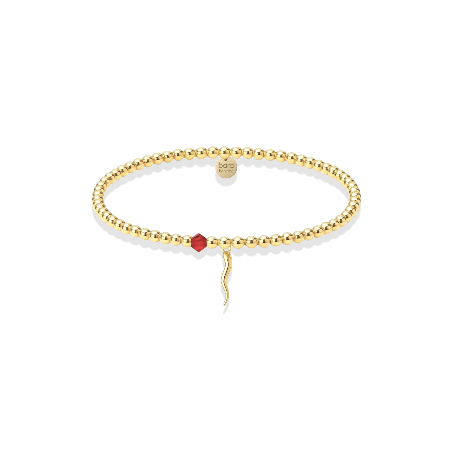 Italian Horn x Crystal Beaded Charm Bracelet - Bara Boheme