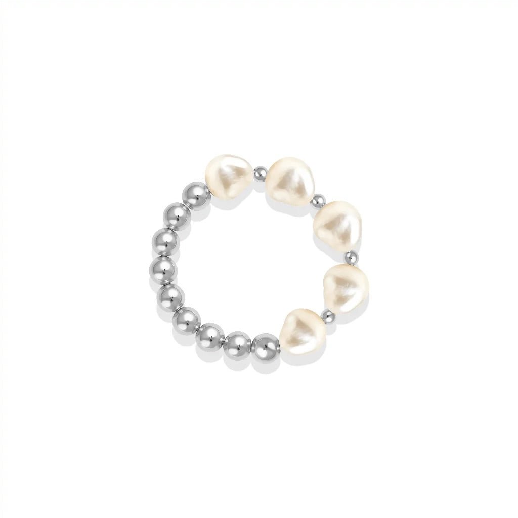Ivy Pearl Beaded Stretchy Ring - Bara Boheme