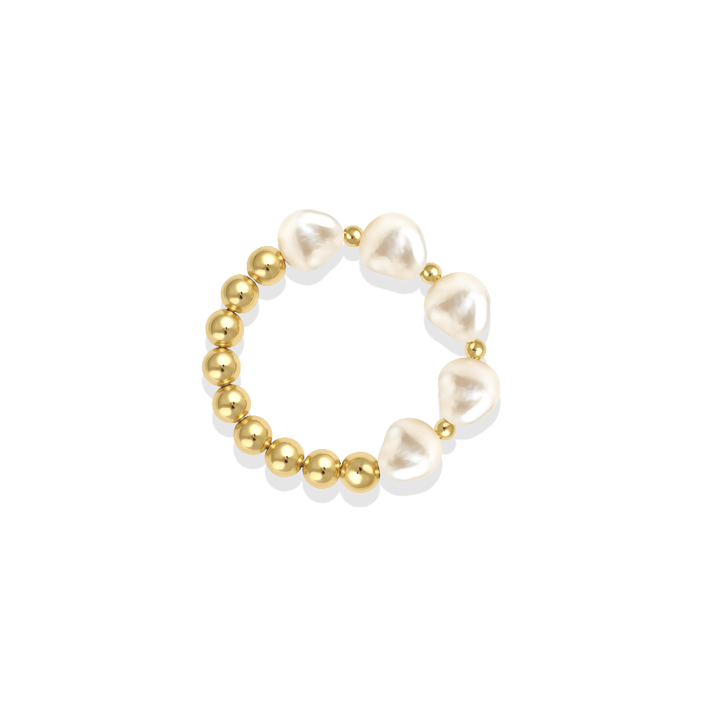 Ivy Pearl Beaded Stretchy Ring - Bara Boheme