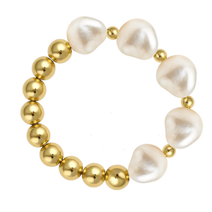 Ivy | Beaded Stretchy Ring with Pearls