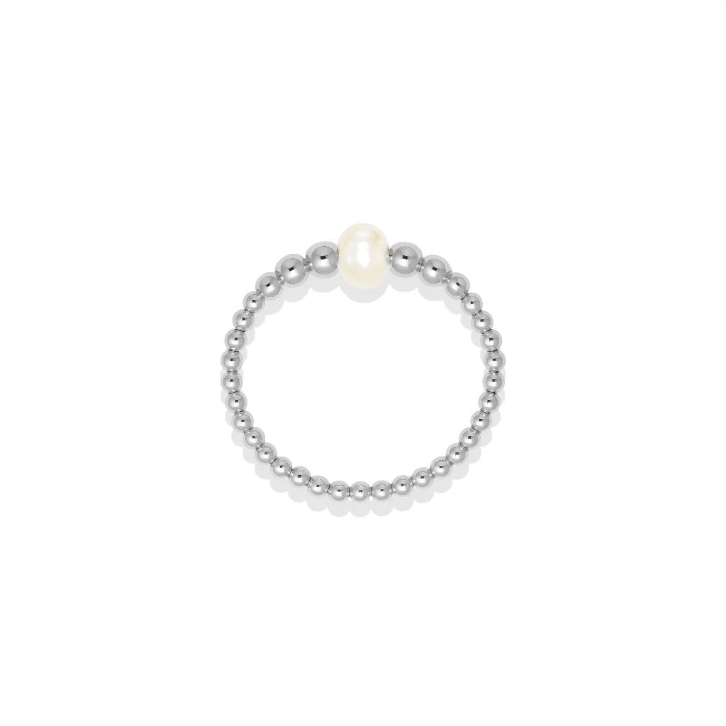 Jenna Pearl Beaded Stretchy Ring - Bara Boheme