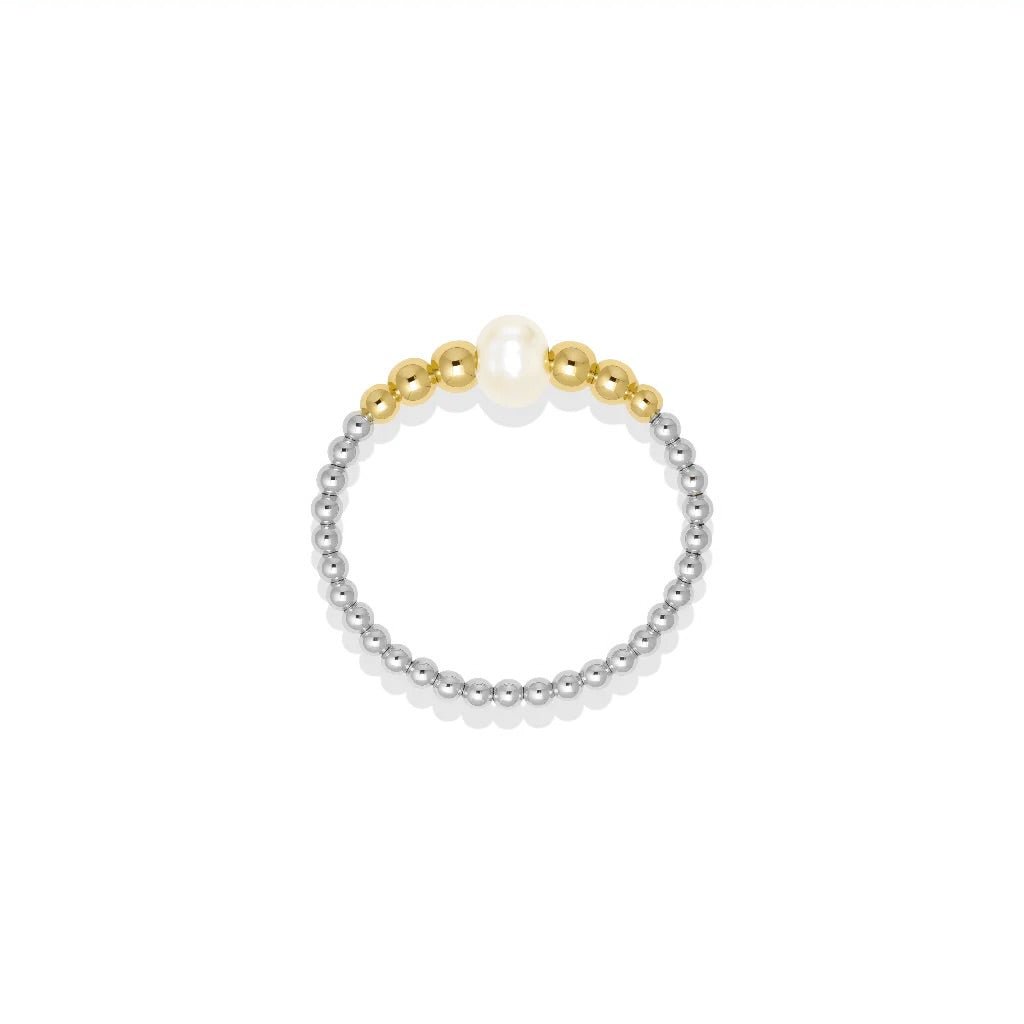 Jenna Pearl Beaded Stretchy Ring - Bara Boheme