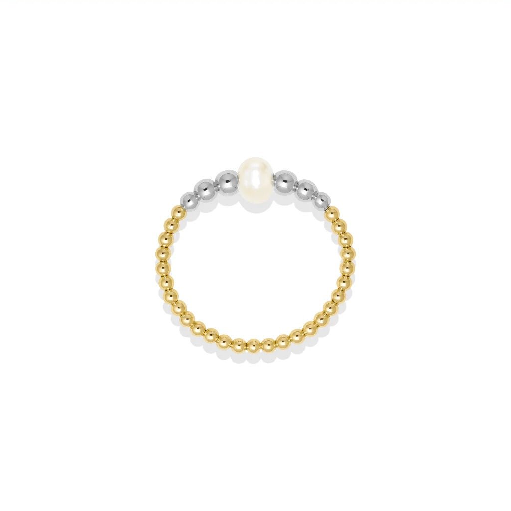 Jenna Pearl Beaded Stretchy Ring - Bara Boheme