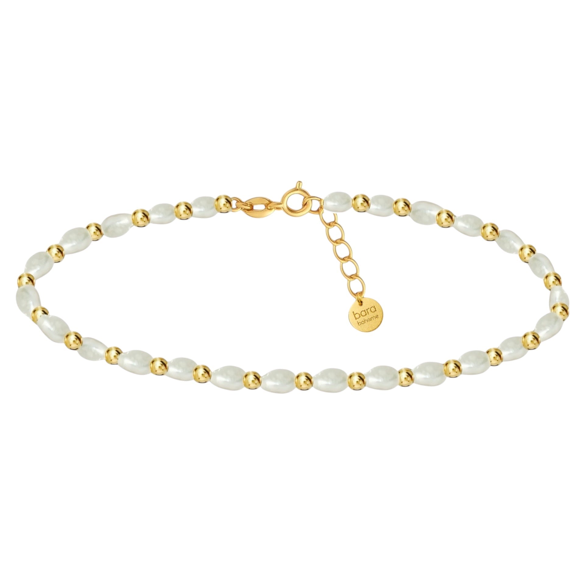 Kennedy | Gold Filled Beaded Anklet with Pearls - Bara Boheme