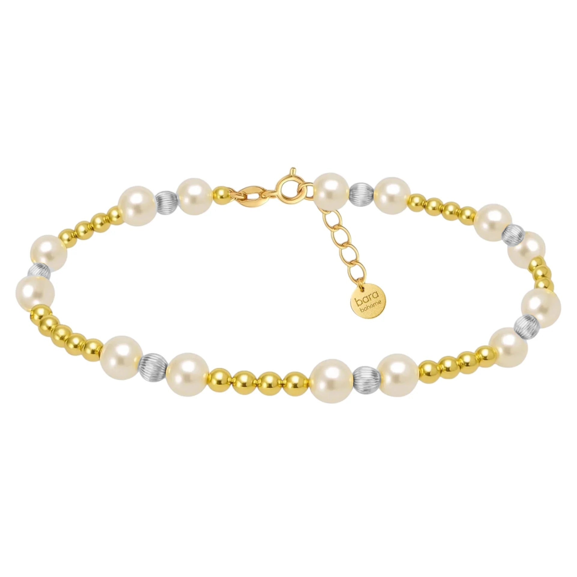 Kimberly | Gold Filled Beaded Anklet With Pearls - Bara Boheme