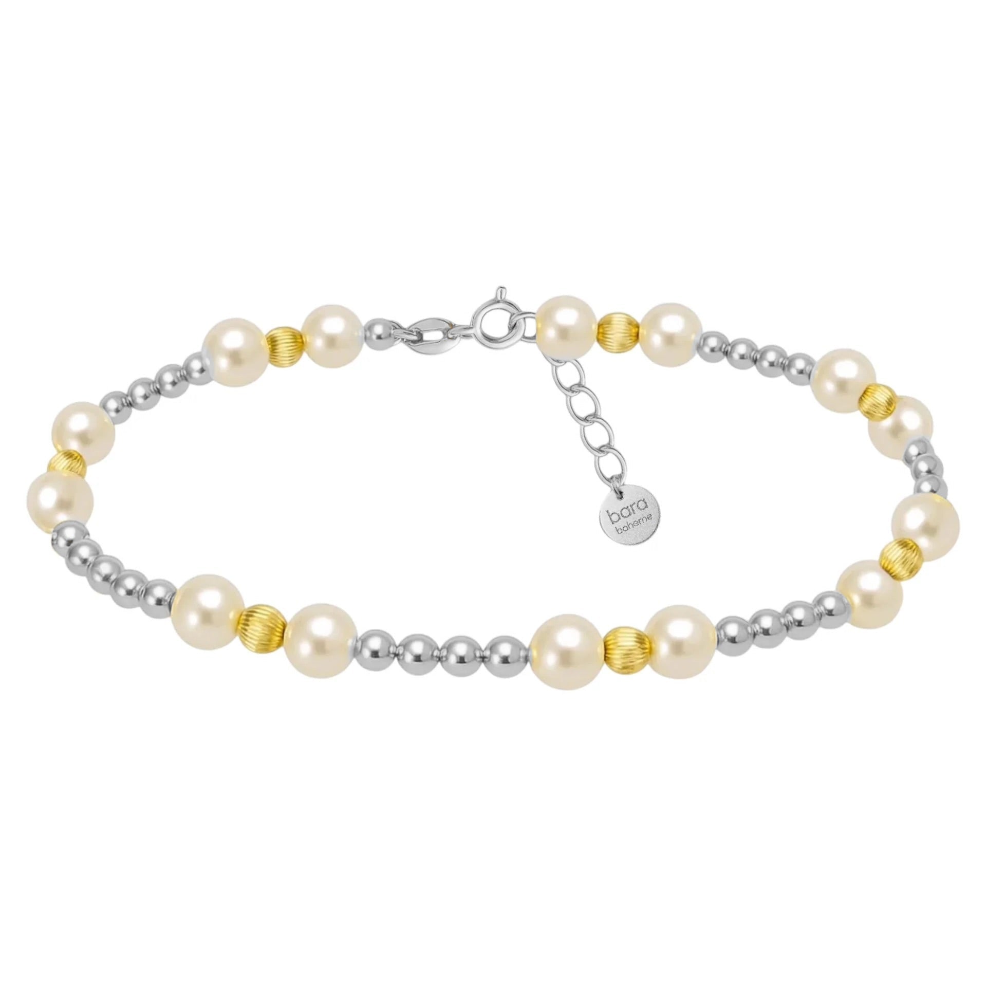 Kimberly | Gold Filled Beaded Anklet With Pearls - Bara Boheme