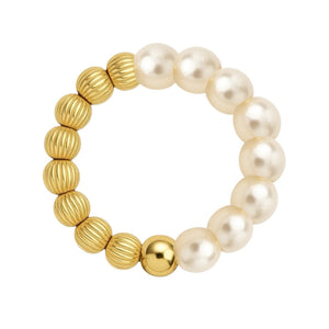 Penelope | Beaded Stretchy Ring with Pearls