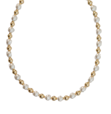 "LOLA" 14k gold-filled & pearl beaded Choker/Necklace