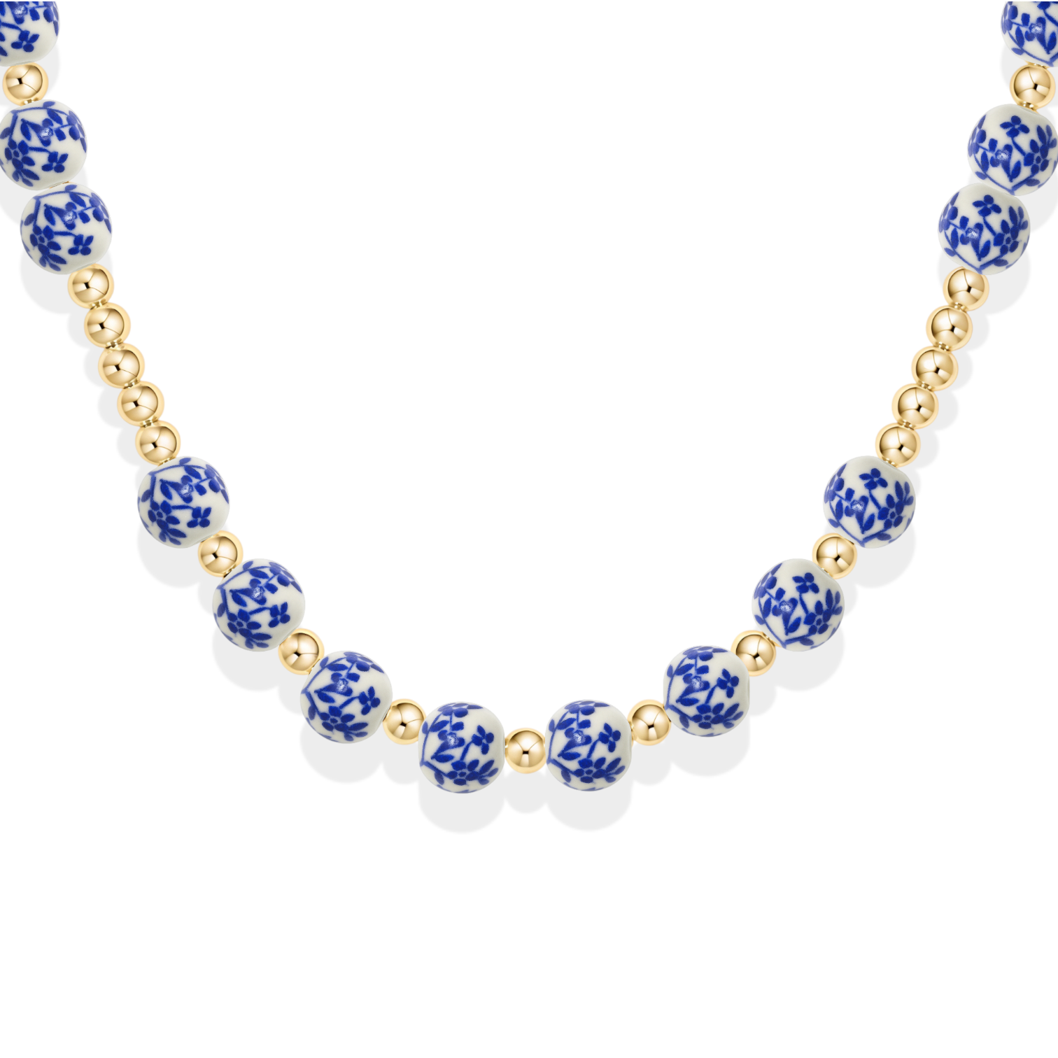 Lotus | Gold Filled Beaded Necklace with Porcelain