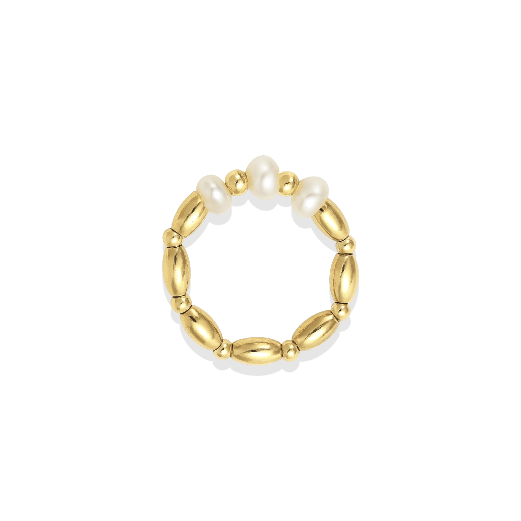 Loui Pearl Beaded Stretchy Ring - Bara Boheme