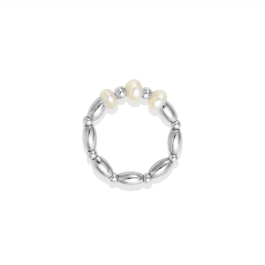 Loui Pearl Beaded Stretchy Ring - Bara Boheme